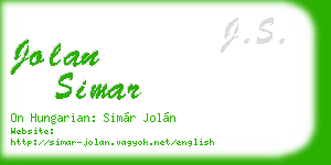 jolan simar business card